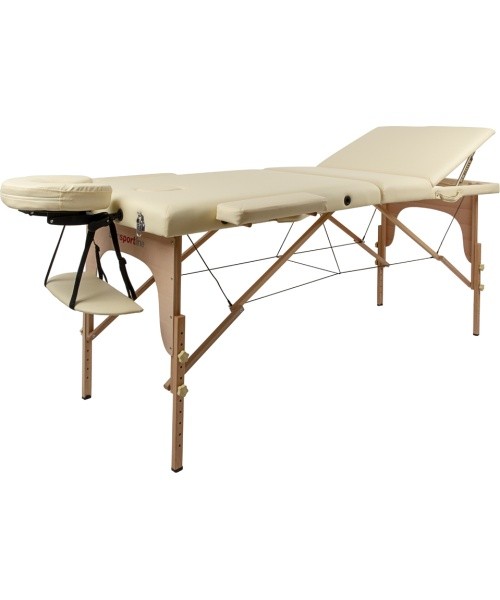 Massage Table inSPORTline Japane 3-Piece Wooden - Cream Yellow