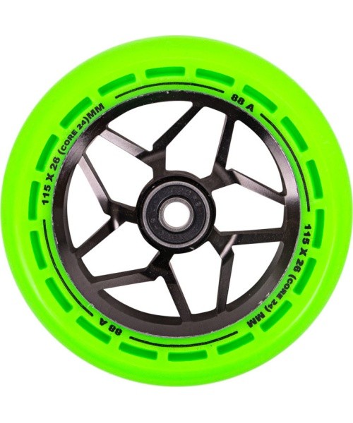 Tõukeratta rattad LMT L, 115 mm, ABEC-9 laagritega - Must / Roheline