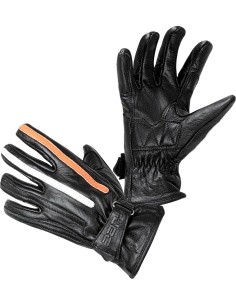 Mootorratturi kindad W-TEC Classic - Must oranži ja beeži triibuga