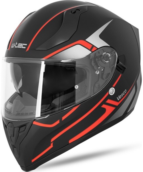 Terviklik mootorratturi kiiver W-TEC Vesco - Must matt-Corsa punane