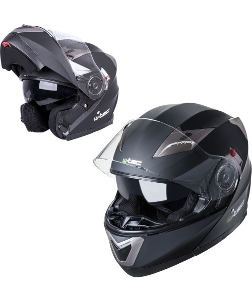Avatav mootorratturi kiiver W-TEC Pezzon - Matt must-pronks