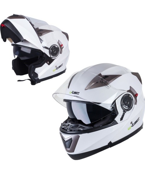 Flip-Up Motorcycle Helmet W-TEC Pezzon - White-Bronze
