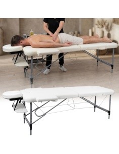2-Section Aluminum Massage Table inSPORTline Morrani (186 × 60 × 62.5–85.5 cm) - Cream