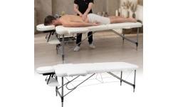 2-Section Aluminum Massage Table inSPORTline Morrani (186 × 60 × 62.5–85.5 cm) - Cream