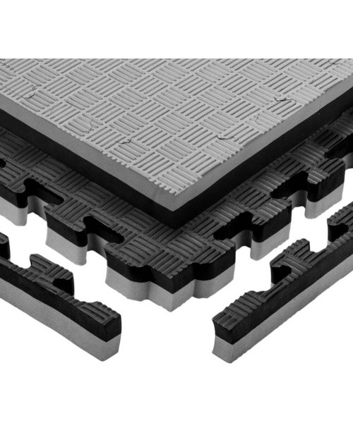Tatami Puzzle Mat inSPORTline Malmeida 100 x 100 x 4 cm - šedo-černá, vzor 5 proužků