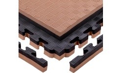 Tatami Puzzle Mat inSPORTline Malmeida 100 x 100 x 4 cm - Mocha mousse-černá, vzor 5 proužků