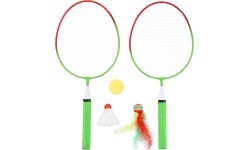 NRZ051 STEEL / BADMINTON SET 2 ROCKETS + SHUTTLECOCKS + BALLS JUNIOR NILS