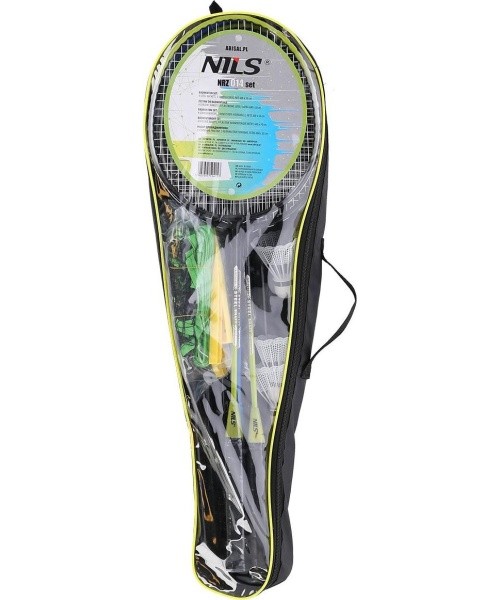 NRZ014 STEEL / BADMINTON SET 4 ROCKETS + 3 SHUTTLECOCKS + NET 195x22cm + COVER NILS