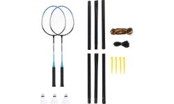 NRZ012 STEEL / BADMINTON SET 2 ROCKETS + 3 SHUTTLECOCKS + MESH + COVER NILS