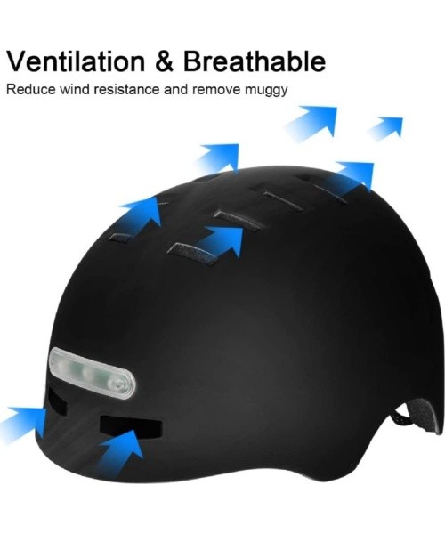 Beaster BS51BL Helmet with LED Lights, Size M, White