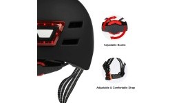 Beaster BS51BL Helmet with LED Lights, Size M, White