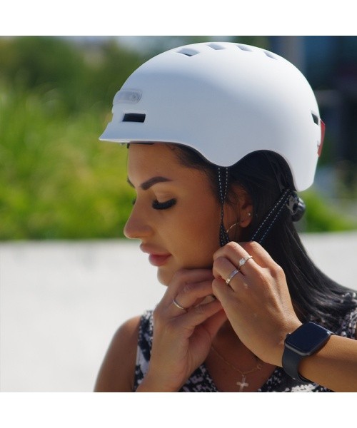 Beaster BS51BL Helmet with LED Lights, Size M, White