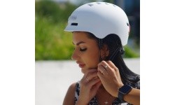 Beaster BS51BL Helmet with LED Lights, Size M, White