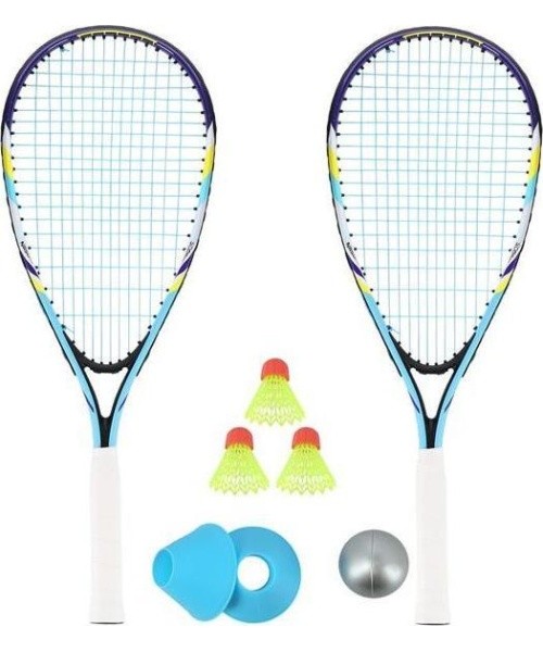 NRS005 CROSSMINTON SET 2 ROCKETS + SHUTTLECOCKS + MARKERS + BALL + COVER NILS
