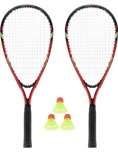 NRS001 CROSSMINTON SET 2 ROCKETS + SHUTTLECOCKS + RED COVER NILS