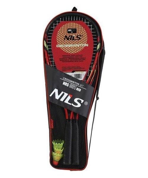 NRS001 CROSSMINTON SET 2 ROCKETS + SHUTTLECOCKS + RED COVER NILS