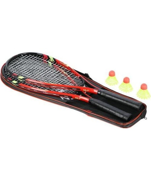 NRS001 CROSSMINTON SET 2 ROCKETS + SHUTTLECOCKS + RED COVER NILS