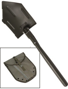 US FOLDING SHOVEL WITH POUCH RUBBERED