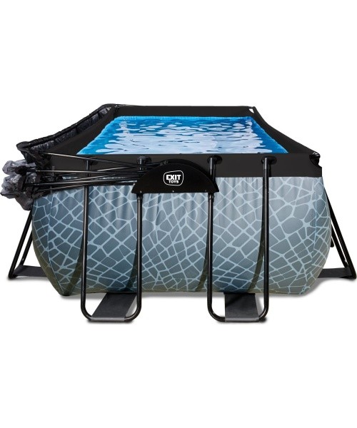 EXIT Stone pool 400x200x100cm with dome and sand filter and heat pump - grey