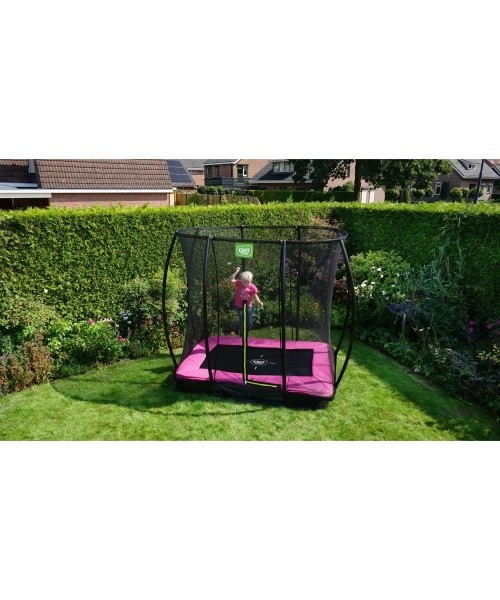 Süvistatav batuut EXIT Silhouette 153x214 cm turvavõrguga – roosa