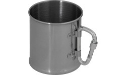 FoxOutdoor roostevabast terasest kruus karabiiniga, 220 ml