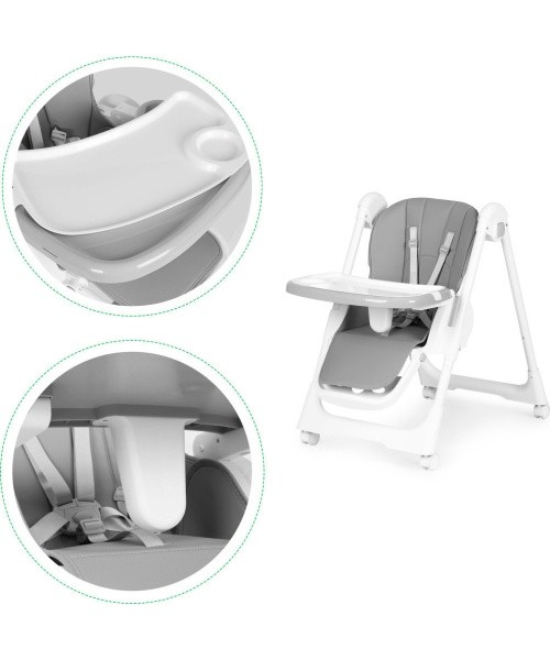 Feeding chair height adjustment eco leather straps double tray