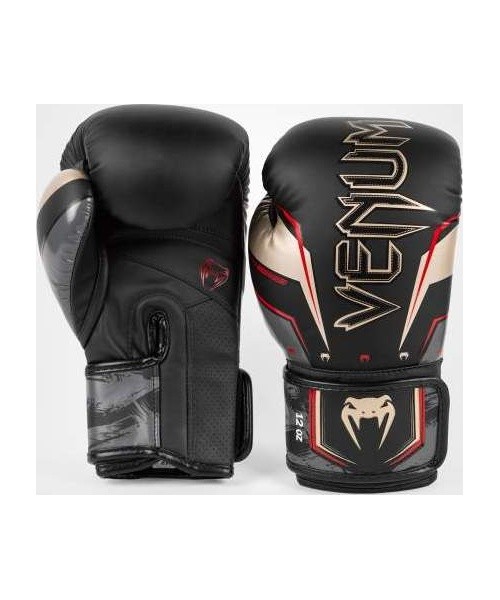 Venum Elite Evo Boxing Gloves - Black/Gold/Red