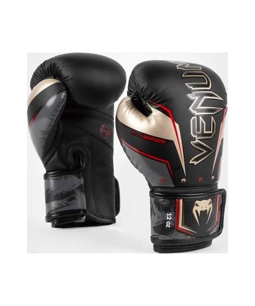 Venum Elite Evo Boxing Gloves - Black/Gold/Red