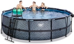 EXIT Stone pool ø488x122cm with sand filter pump and dome and heat pump - grey
