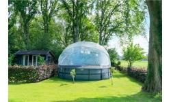 EXIT Stone pool ø488x122cm with sand filter pump and dome and heat pump - grey