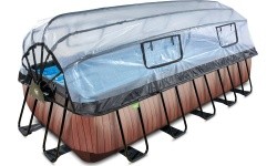 EXIT Wood pool 540x250x122cm with dome and sand filter pump - brown