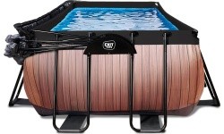 EXIT Wood pool 540x250x122cm with dome and sand filter pump - brown