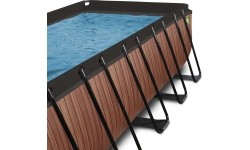 EXIT Wood pool 540x250x122cm with dome and sand filter pump - brown
