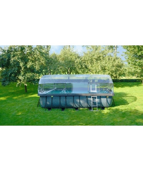 EXIT Wood pool 540x250x122cm with dome and sand filter pump - brown