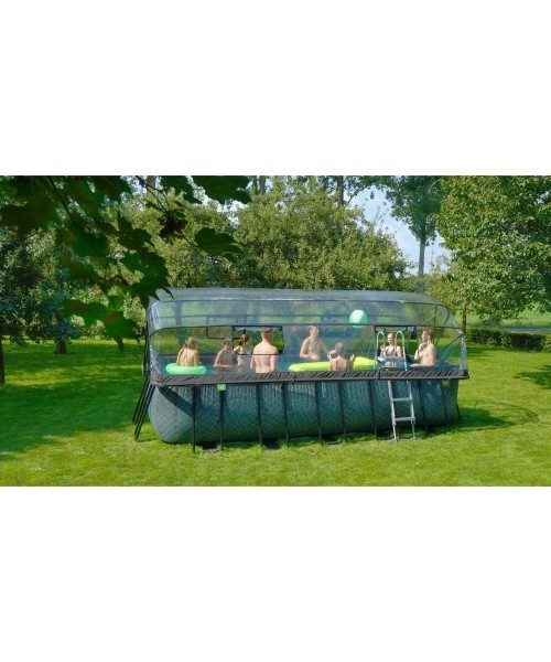 EXIT Wood pool 540x250x122cm with dome and sand filter pump - brown