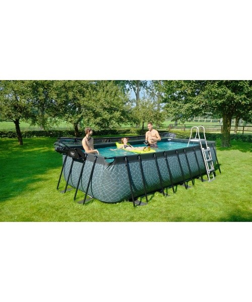 EXIT Wood pool 540x250x122cm with dome and sand filter pump - brown
