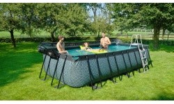 EXIT Wood pool 540x250x122cm with dome and sand filter pump - brown