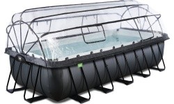 EXIT Black Leather pool 540x250x122cm with sand filter pump and dome - black