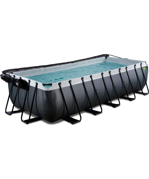 EXIT Black Leather pool 540x250x122cm with sand filter pump and dome - black