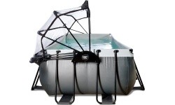 EXIT Black Leather pool 540x250x122cm with sand filter pump and dome - black