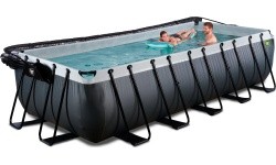 EXIT Black Leather pool 540x250x122cm with sand filter pump and dome - black
