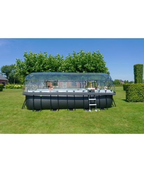 EXIT Black Leather pool 540x250x122cm with sand filter pump and dome - black