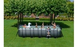 EXIT Black Leather pool 540x250x122cm with sand filter pump and dome - black