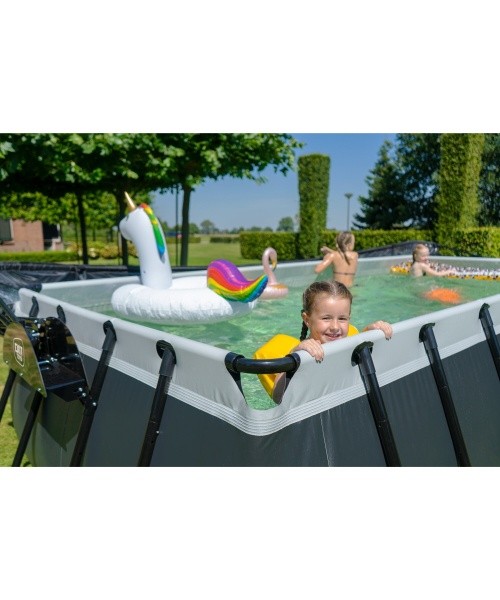 EXIT Black Leather pool 540x250x122cm with sand filter pump and dome - black