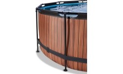 EXIT Wood pool ø360x122cm with dome and sand filter pump - brown