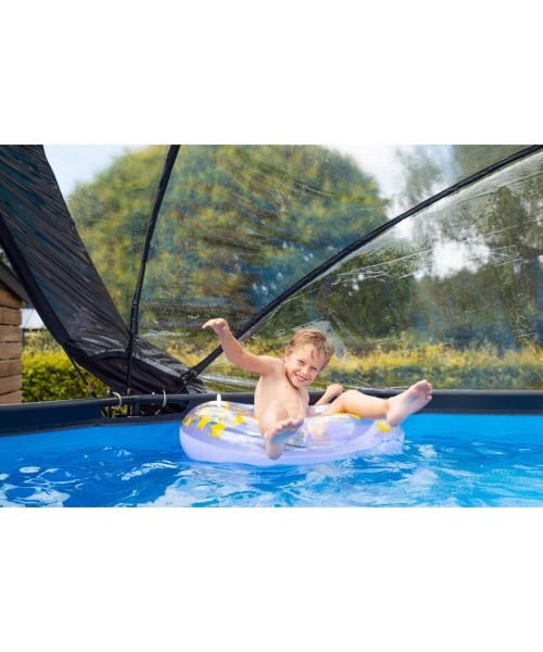 EXIT Wood pool ø360x122cm with dome and sand filter pump - brown