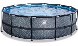 EXIT Stone pool ø450x122cm with sand filter pump - grey