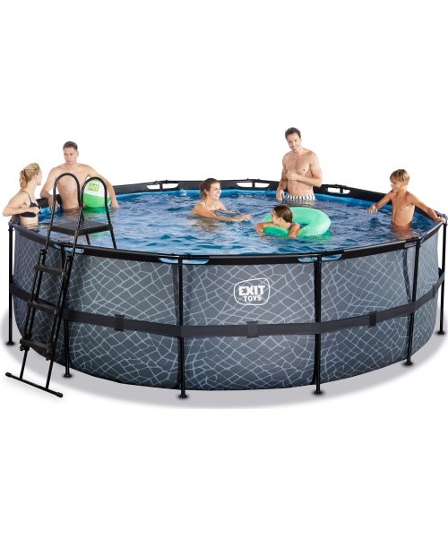EXIT Stone pool ø450x122cm with sand filter pump - grey