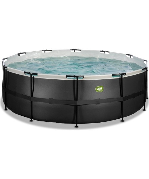 EXIT Black Leather pool ø427x122cm with sand filter pump - black