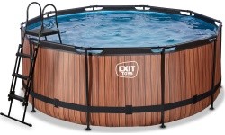 EXIT Wood pool ø360x122cm with sand filter pump - brown